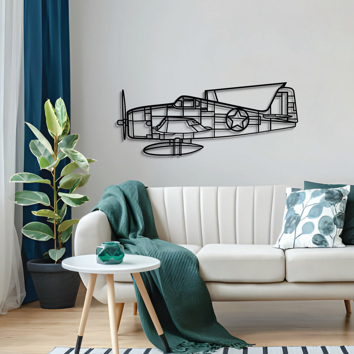 Navigate Craft F‑6F‑3 Hellcat décor, ready‑to‑hang with elevation screws, ideal aviation gift for enthusiasts