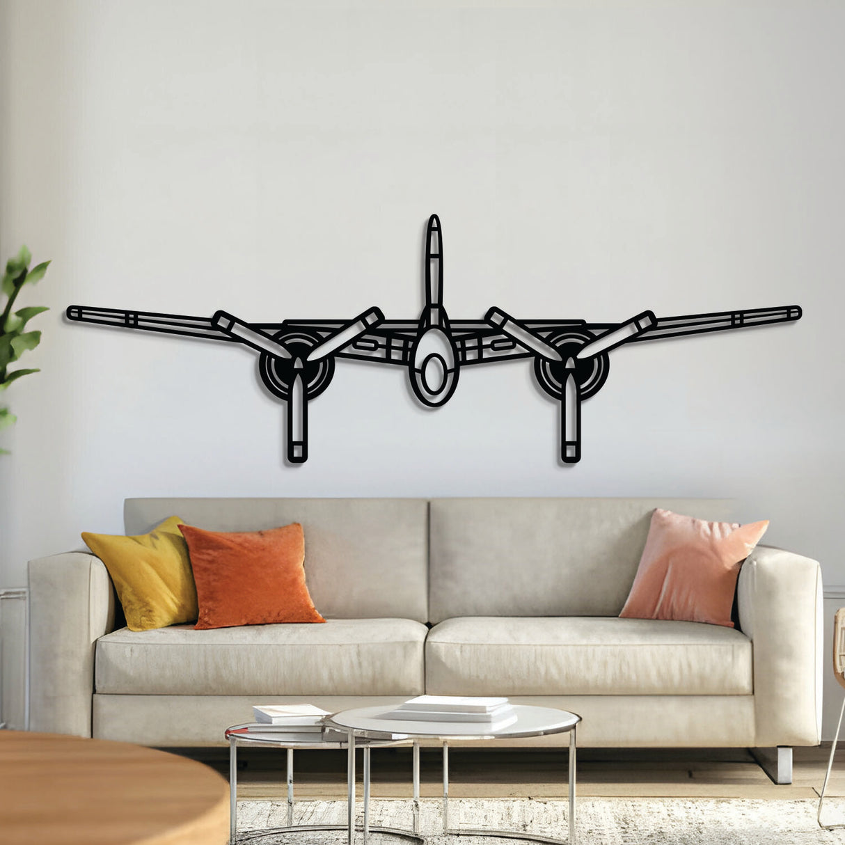 F‑7F Tigercat front-view metal aircraft wall art, laser-cut 2 mm steel with matte textured finish and 3D elevation