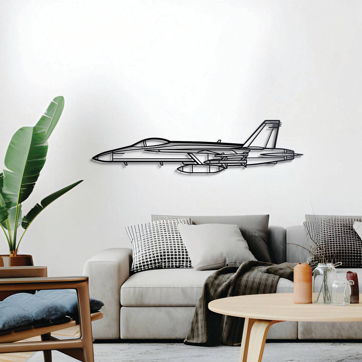 F‑18 Hornet fighter jet wall décor – sleek aviation design for hangar, office, or living space