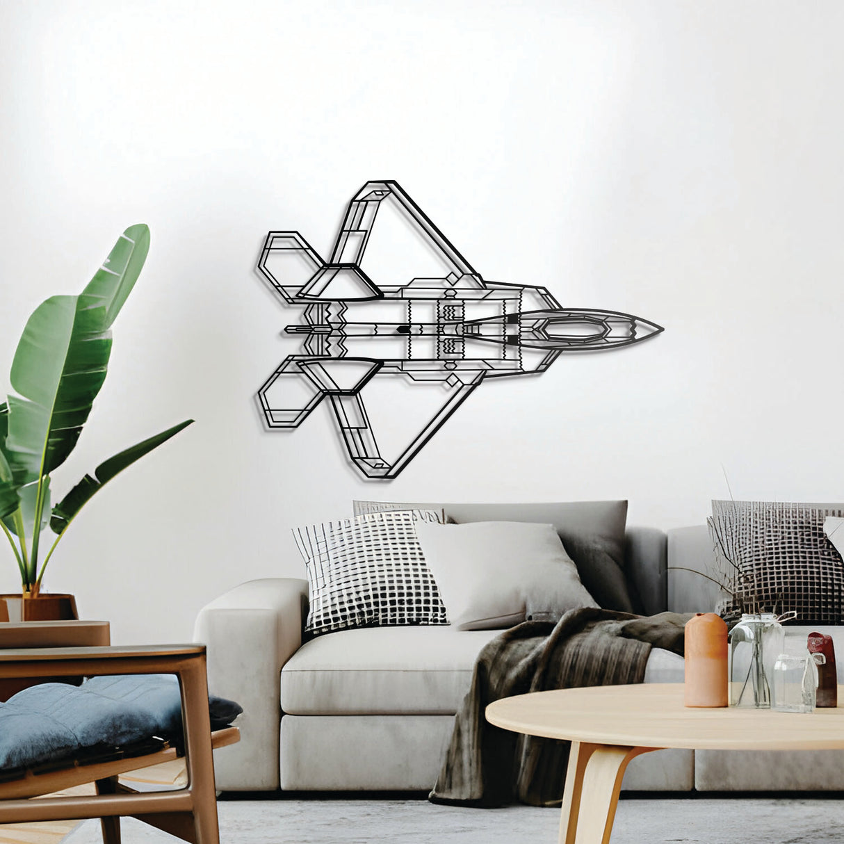F‑22 Raptor top view wall décor – sleek stealth fighter jet design, ideal for hangar, office, or living space