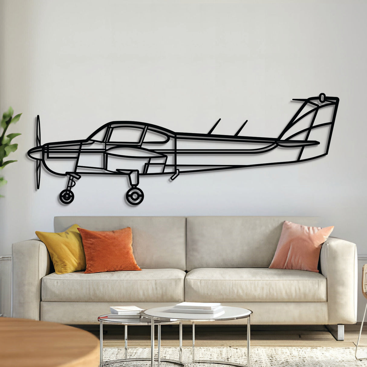 FA‑200 metal aircraft wall art, laser‑cut 2 mm steel with matte textured finish and 3D elevation