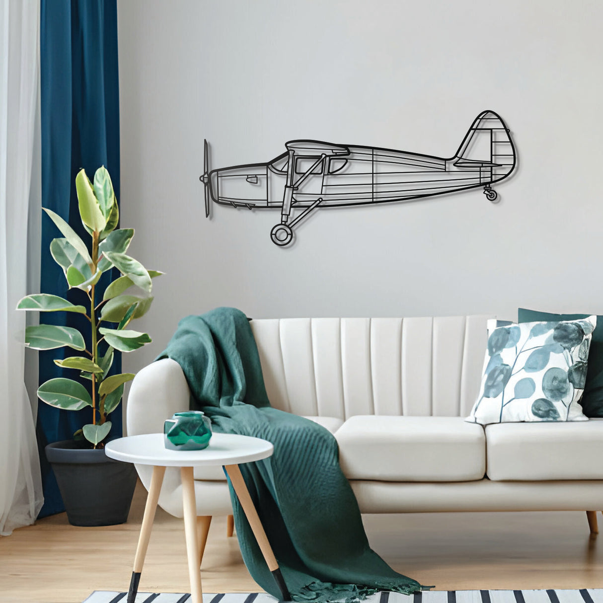Historic Fairchild Model 24R Argus III silhouette – powder‑coated matte finish that blends with contemporary interiors; rugged liaison plane flown from 1932 with over 2,200 built