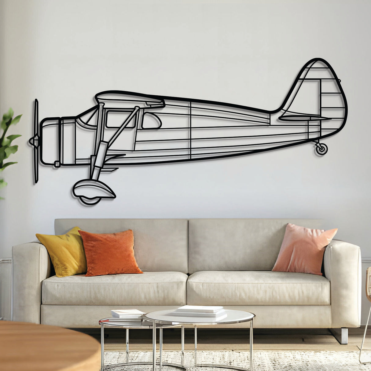 F‑24G 1937 Fairchild high‑wing utility aircraft silhouette – laser‑cut 2 mm steel, textured matte powder‑coat, ready to hang