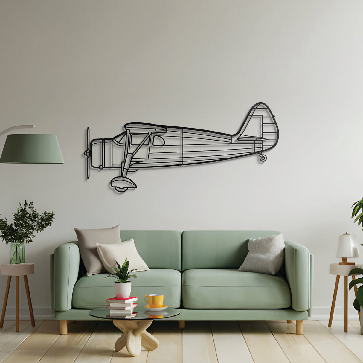 F‑24G metal wall decor – precision laser‑cut four‑seat aircraft profile floating slightly off the wall for dimensional and nostalgic aviation appeal