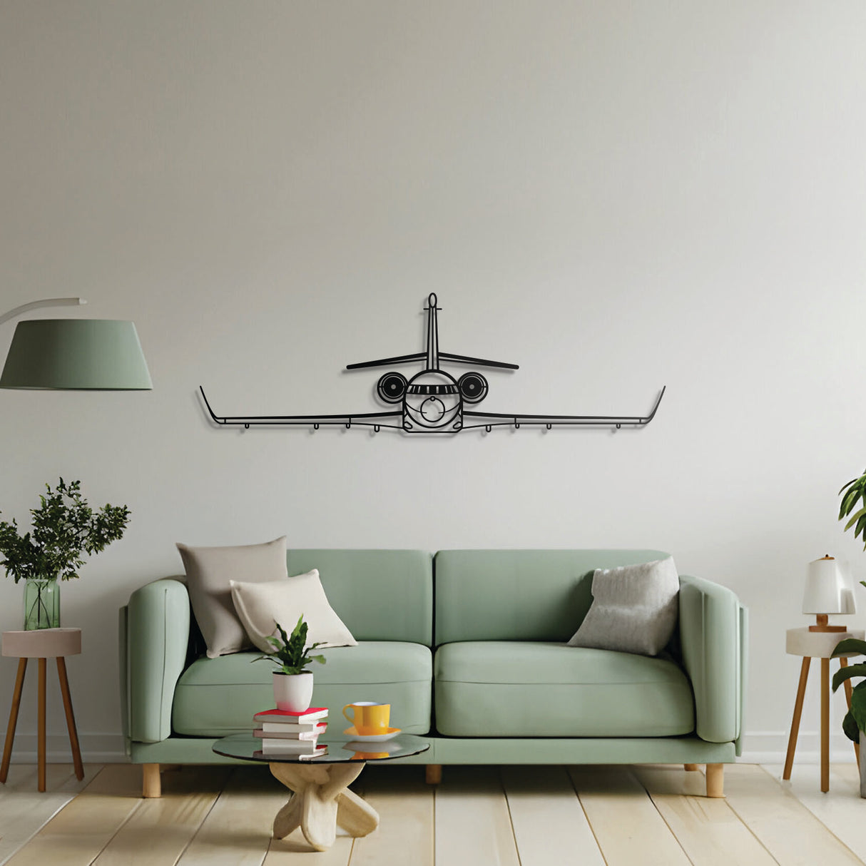 Aviation décor highlight: Falcon 2000LXS laser‑cut steel wall art with matte finish and elevation screws for avgeek spaces
