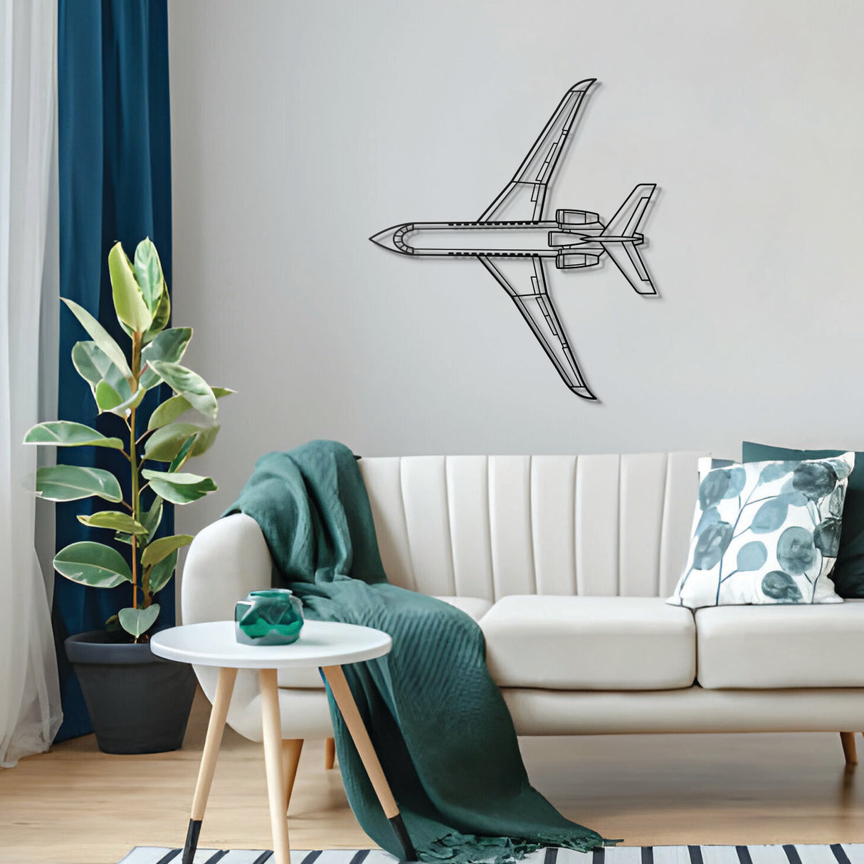 Premium Falcon 900EX metal wall art, no‑assembly required for sizes under 40″, sleek matte finish suitable for modern or aviation-themed interiors