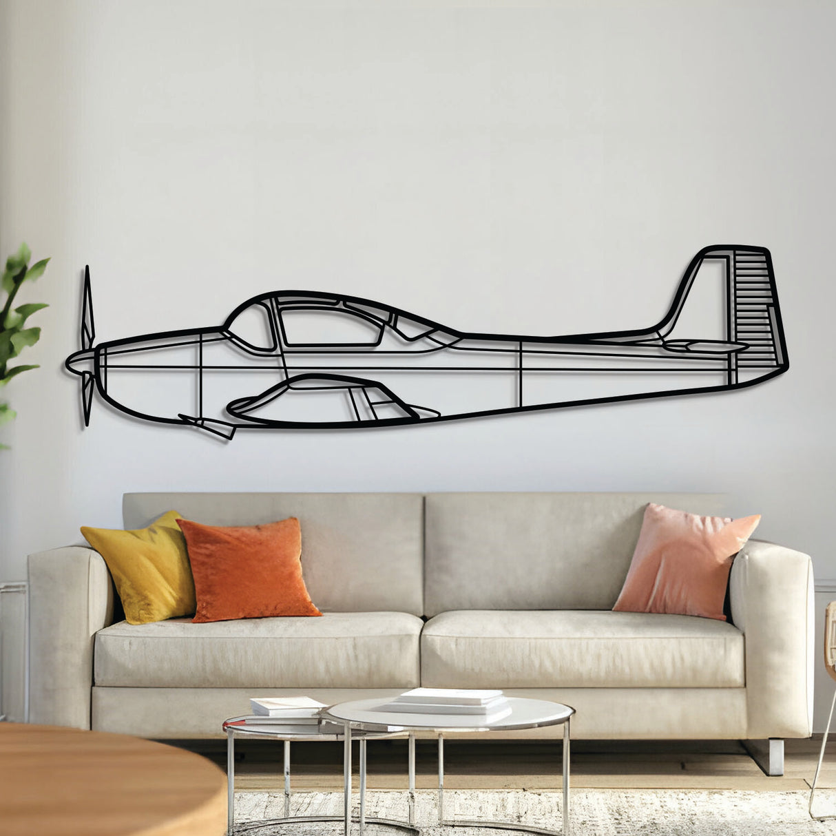 Focke‑Wulf FWP‑149D utility aircraft silhouette – laser‑cut 2 mm steel, textured matte powder‑coat finish, ready to hang