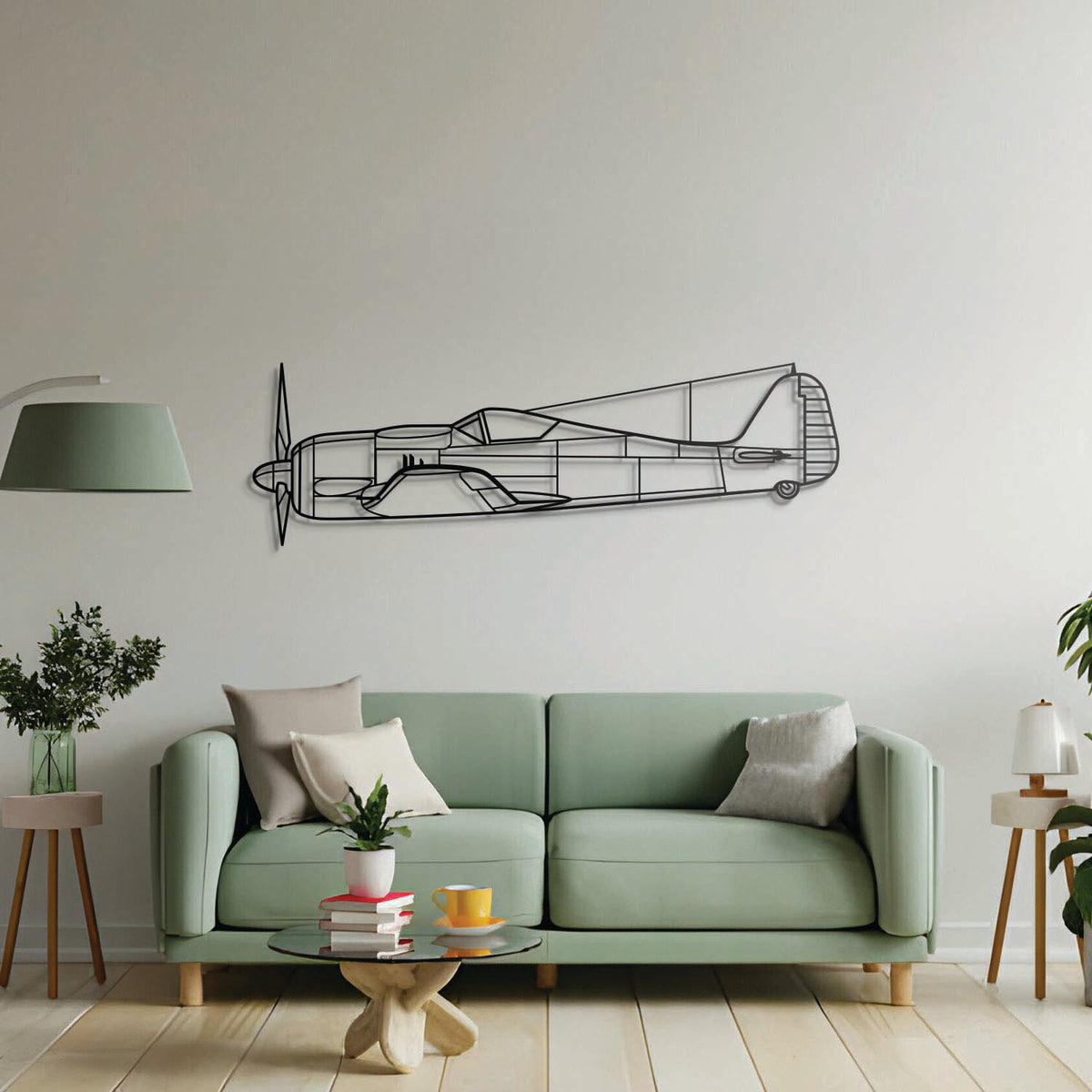 Avgeek centerpiece: FW190A laser‑cut steel wall art with matte finish and elevation screws for hangar or office