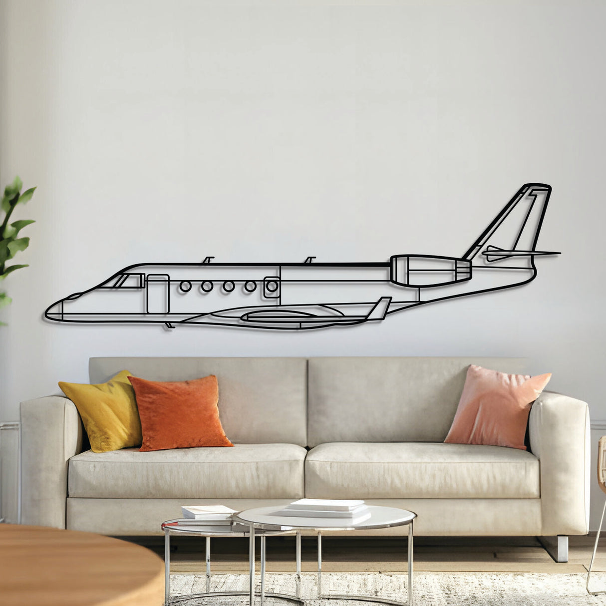 G150 metal aircraft wall art, laser‑cut 2 mm steel with matte powder coat and floating 3D effect