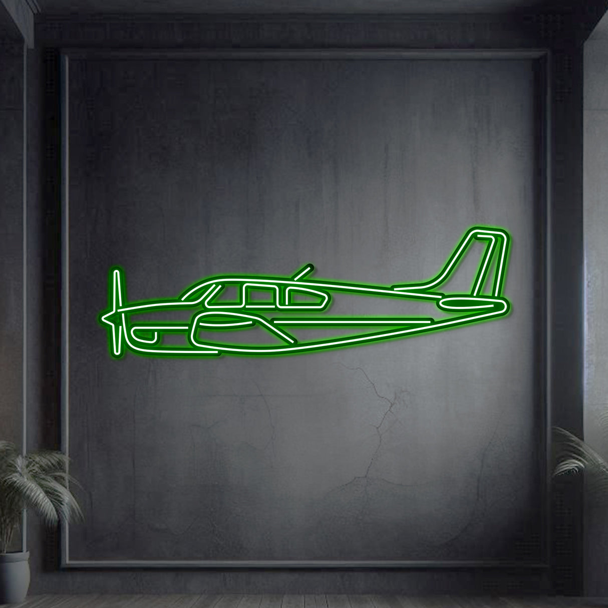 Bonanza F33A neon wall art, stylish aviation décor perfect for flight schools, hangars, or contemporary living spaces