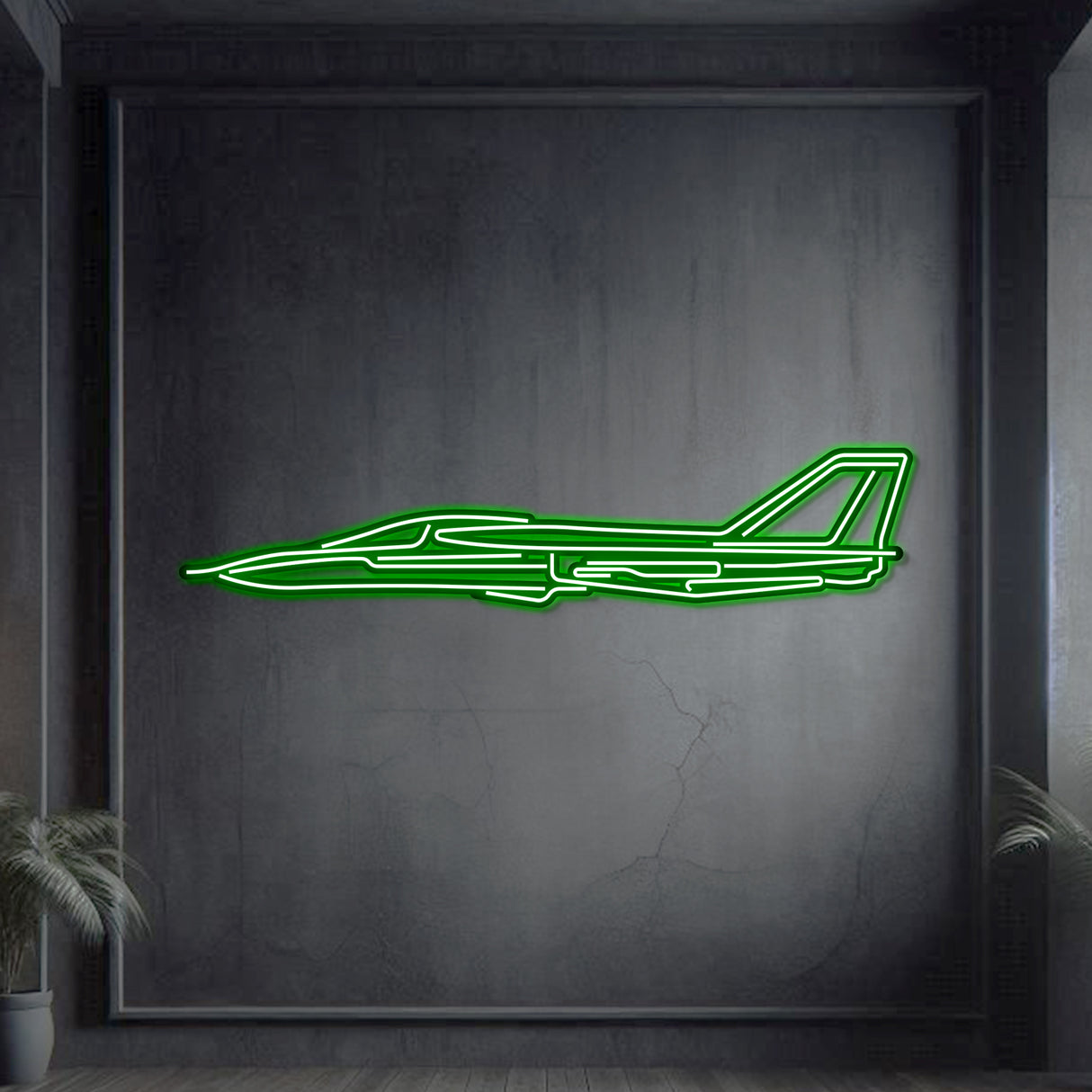 F‑111 neon wall art, sleek aviation-themed décor ideal for hangars, offices, or modern living spaces
