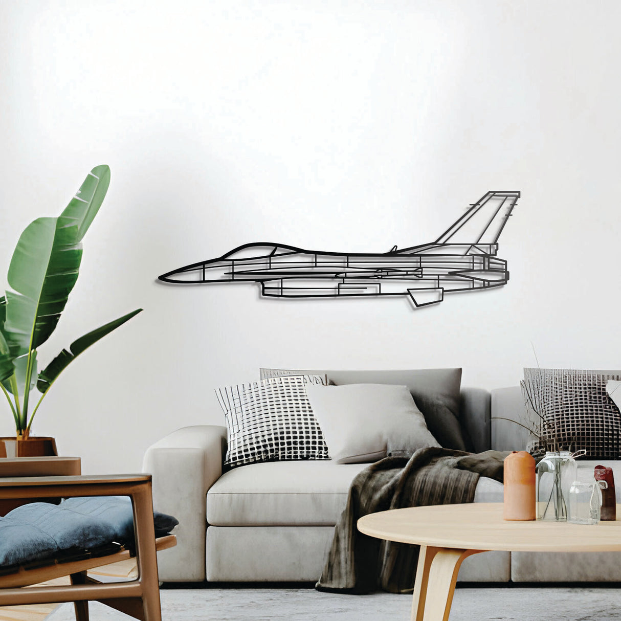 General Dynamics F-16C Block 50 metal aircraft silhouette – modern aviation wall decoration