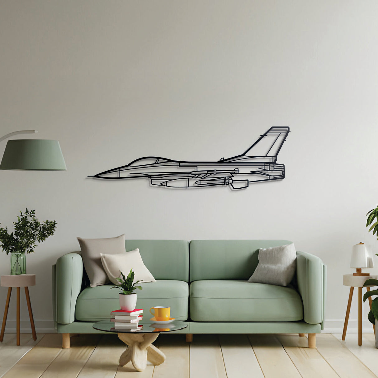 Modern F‑16 Falcon metal wall art – pilot‑themed gift featuring iconic fighter jet silhouette