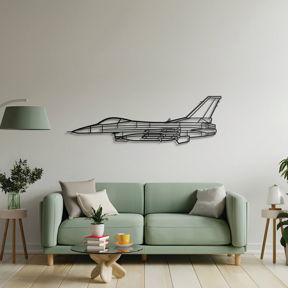 F‑16C missiles metal wall décor – precision laser‑cut fighter profile floating off the wall, honoring the agility and firepower of the Fighting Falcon