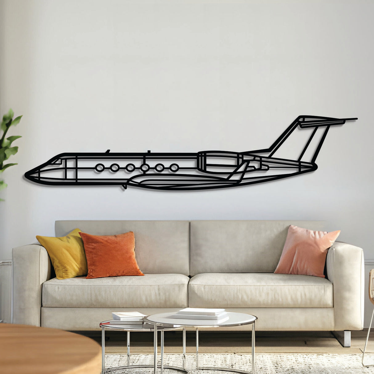 GIV‑SP metal aircraft wall art, laser‑cut 2 mm steel with matte textured finish and 3D elevation