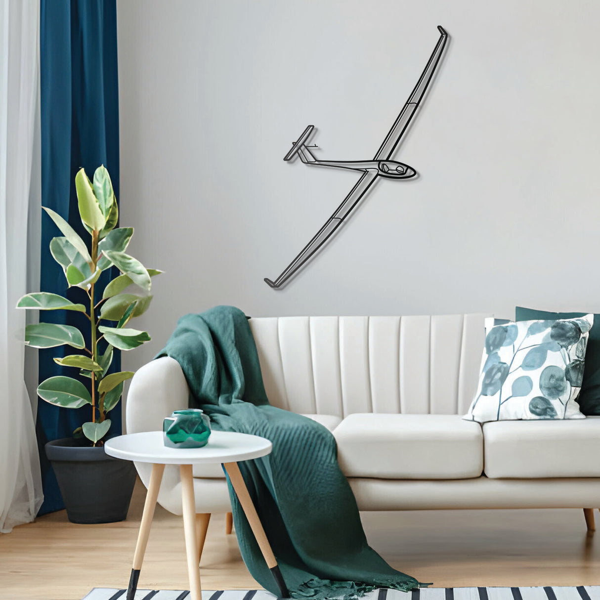 Glider airplane metal wall art – handcrafted aviation décor gift for pilots and enthusiasts