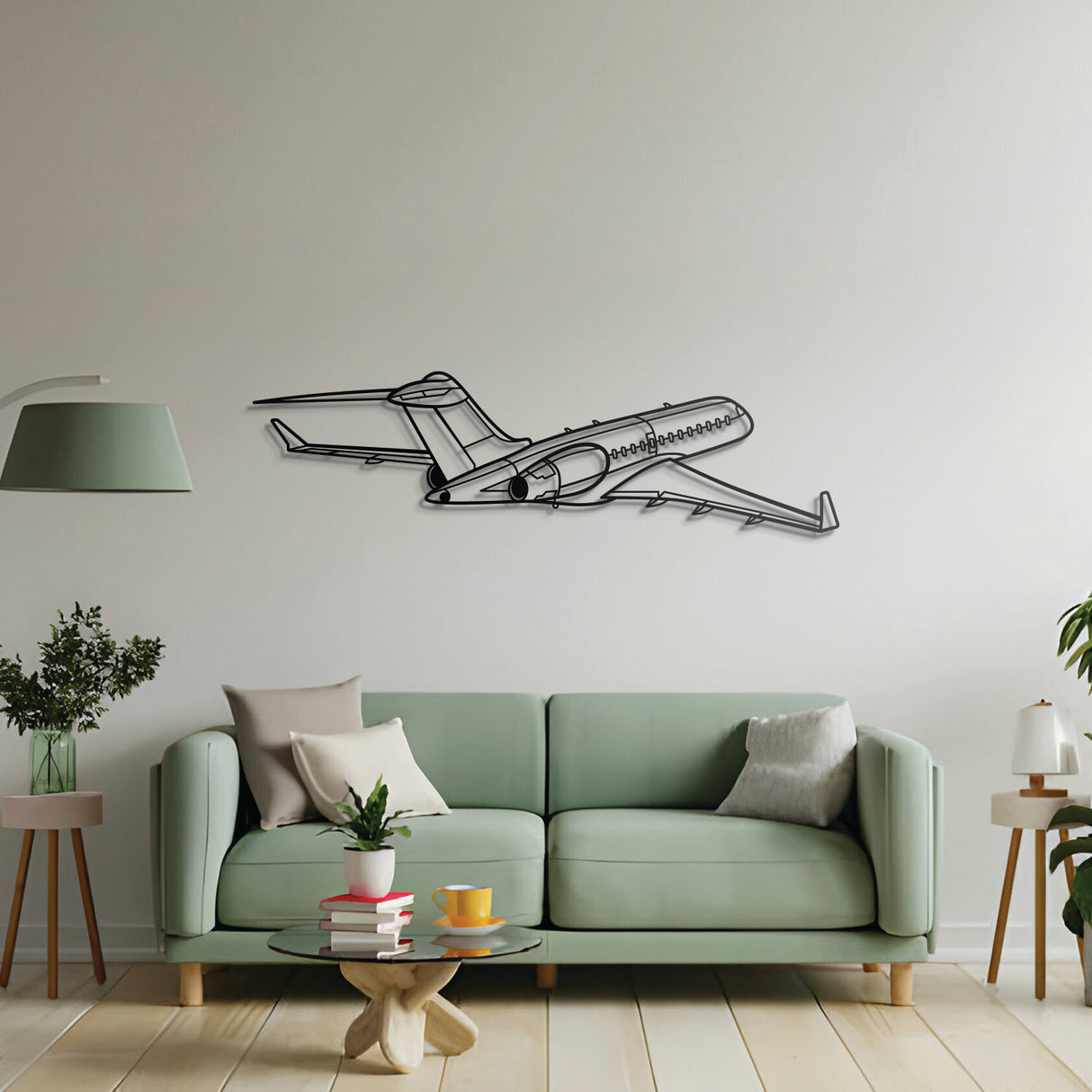Aviation décor highlight: Global 6000 laser‑cut steel wall art with matte finish and elevation screws for avgeek-inspired spaces