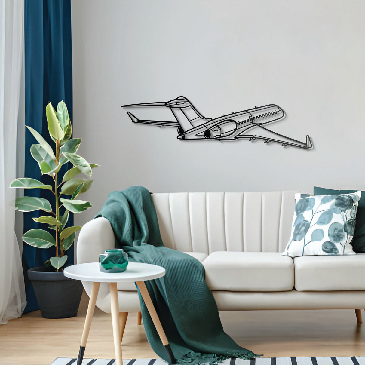 Premium Global 6000 metal wall art, no‑assembly required for sizes under 40″, sleek matte finish perfect for modern interiors or aviation-themed rooms