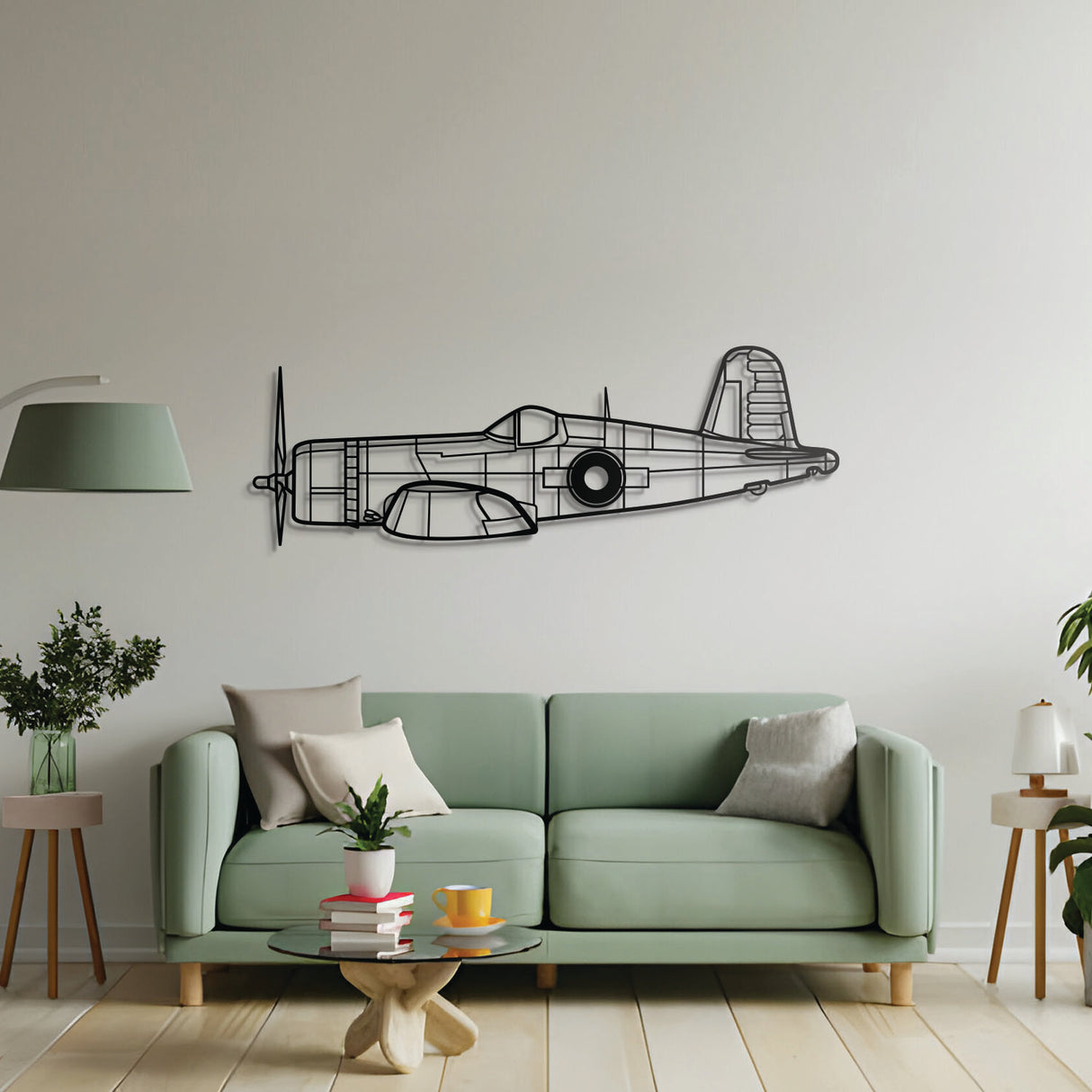 FG-1D Corsair metal silhouette art, laser-cut steel ready-to-hang décor for living spaces
