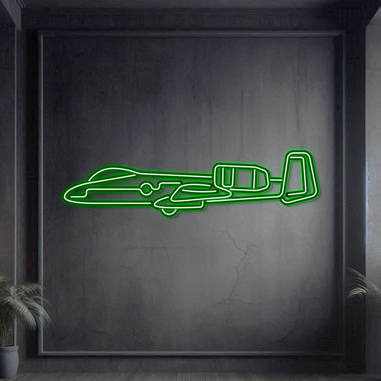 Metal neon A-10 Thunderbolt 2 wall art, matte finish 2 mm steel, ready to hang with 3D elevation