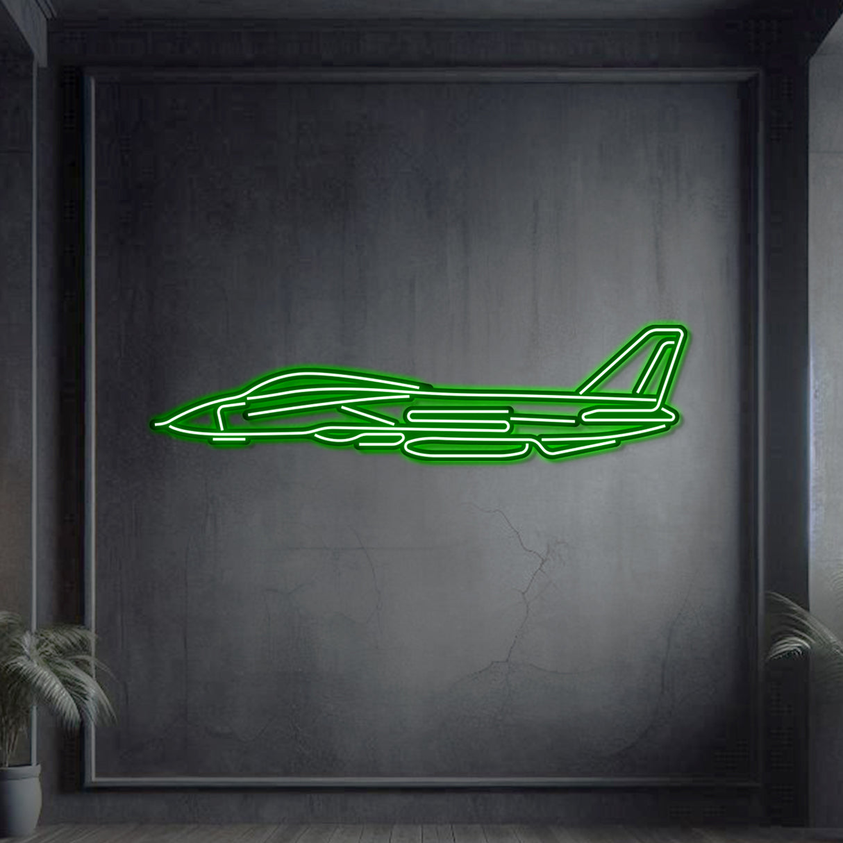 Neon-lit F-14 Tomcat fighter jet wall art—perfect aviation gift for pilots, veterans, and collectors