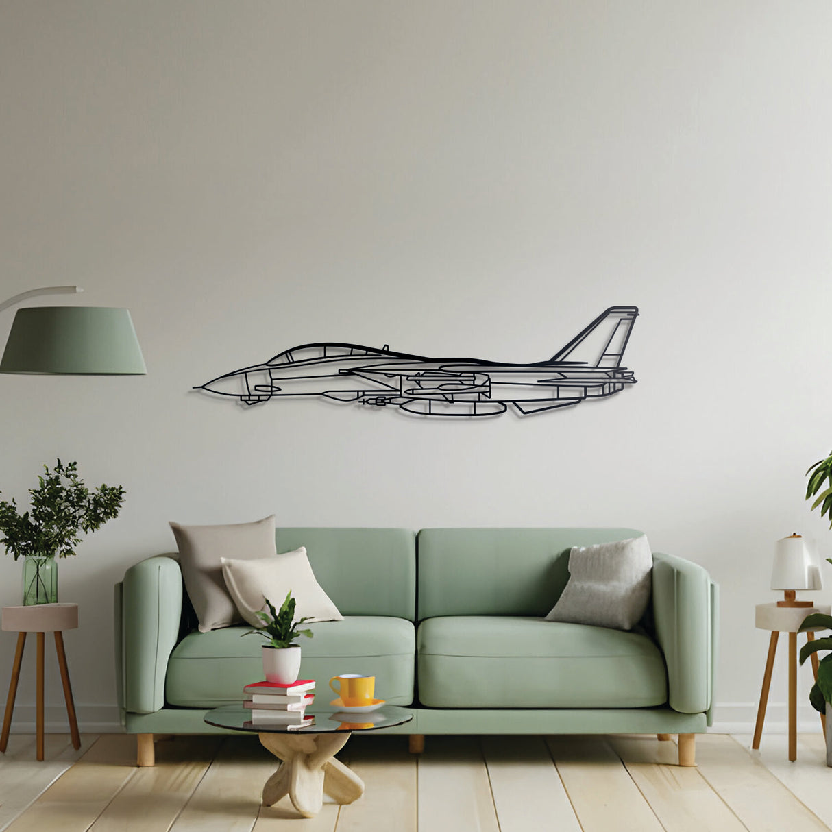 F-14 Tomcat warbird wall art – black steel silhouette with floating 3D shadow design, ideal for avgeeks