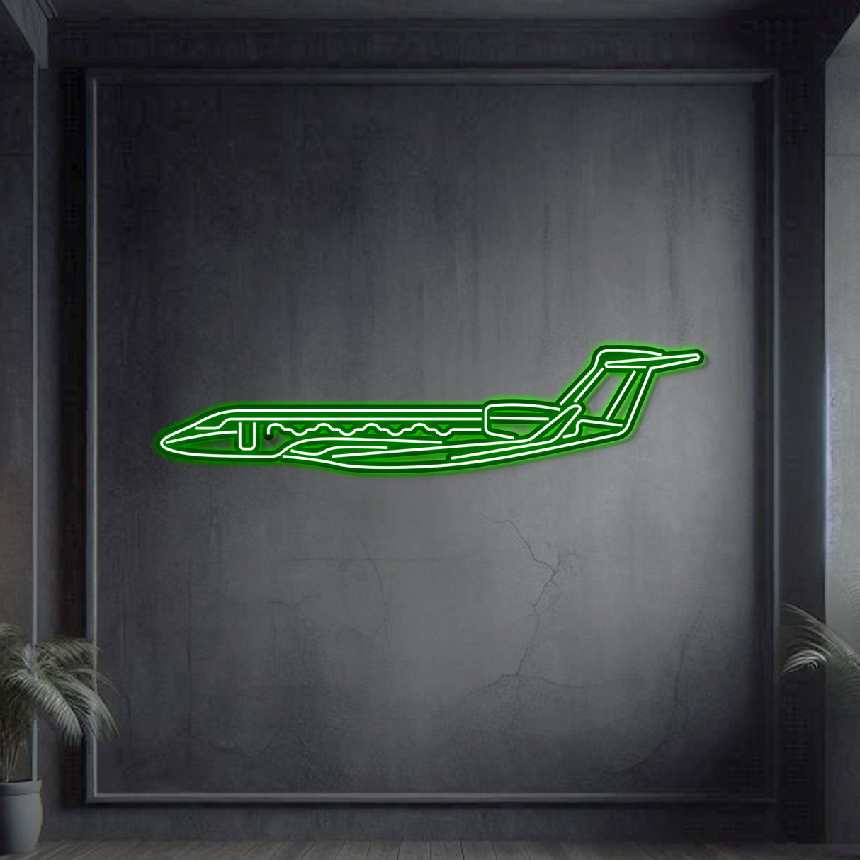 G650 neon wall art, sleek modern aviation décor ideal for hangars, offices, or upscale living spaces