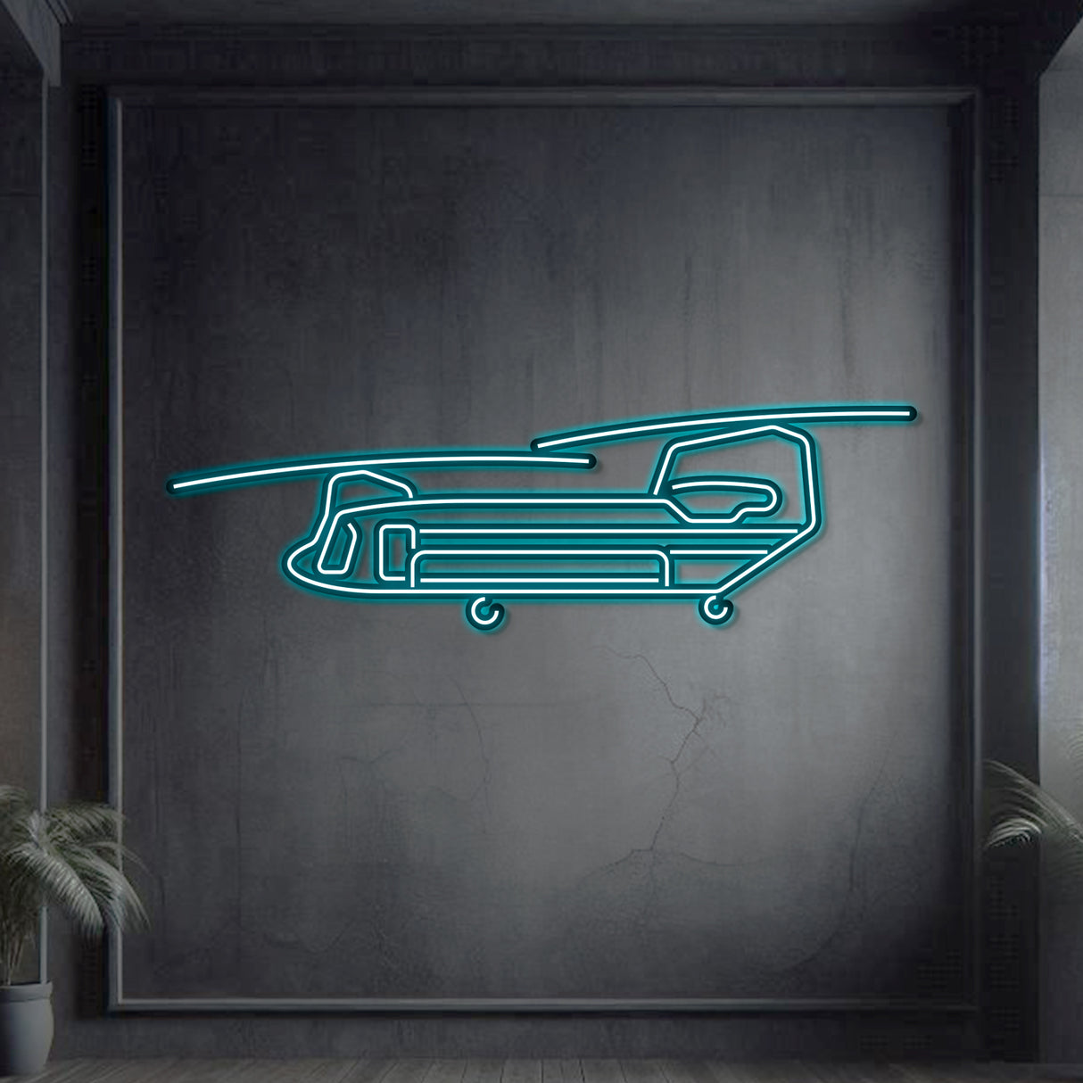 Matte‑finish CH‑47 Chinook neon wall art—iconic heavy‑lift legacy gift for retirements or milestone celebrations