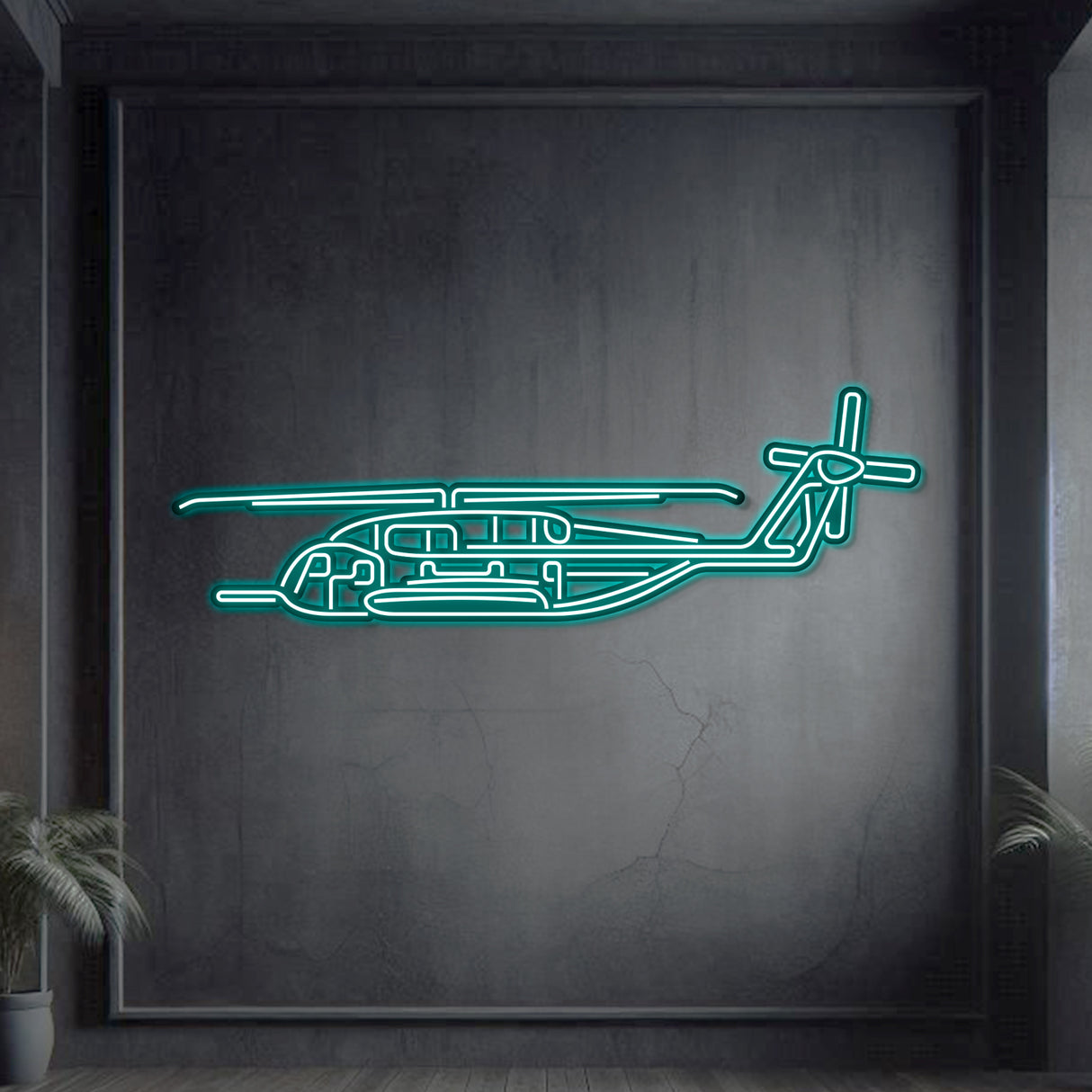 Matte‑finish CH‑53E Super Stallion aircraft neon wall art—iconic heavy‑lift legend gift for milestones or veteran tributes