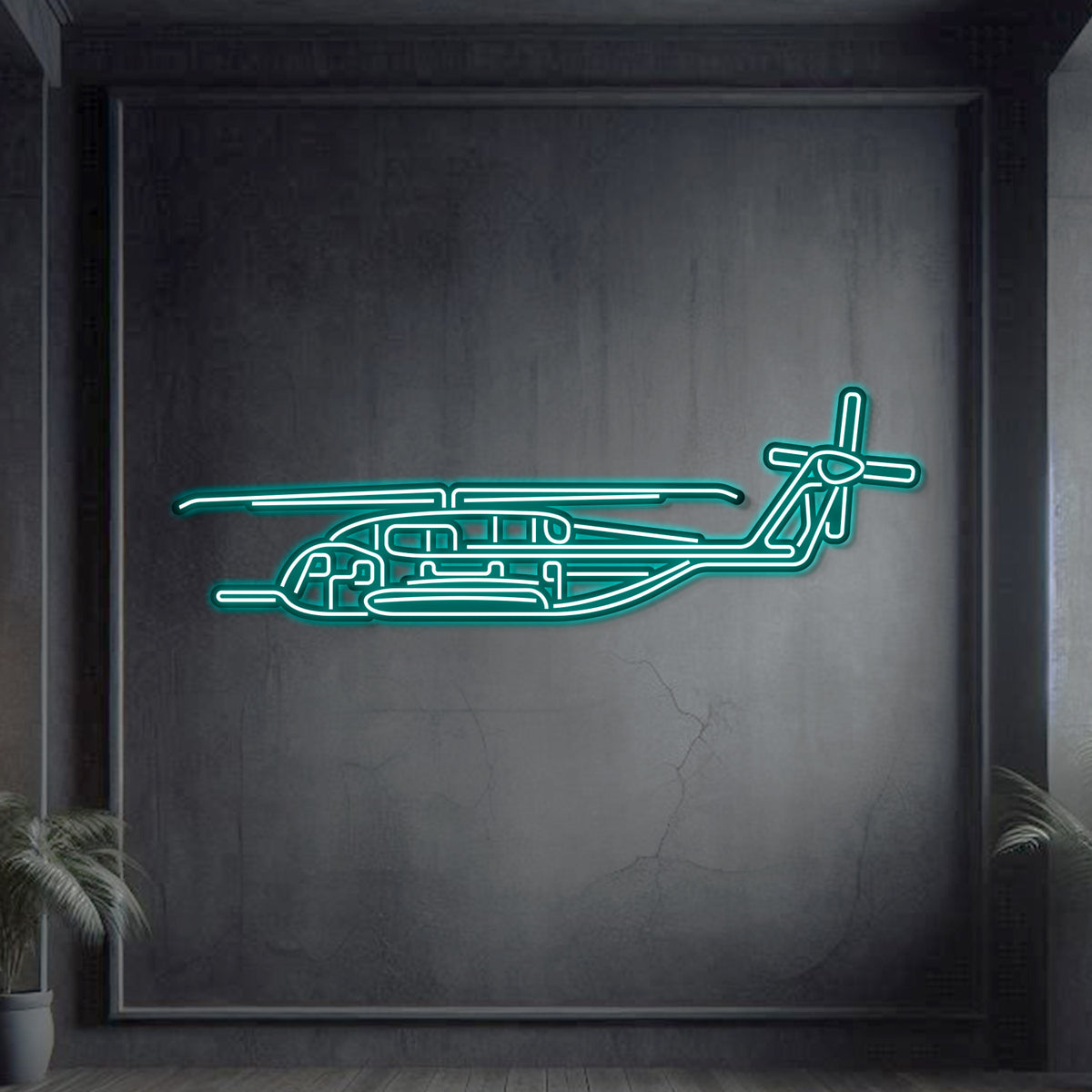 Matte‑finish CH‑53E Super Stallion aircraft neon wall art—iconic heavy‑lift legend gift for milestones or veteran tributes