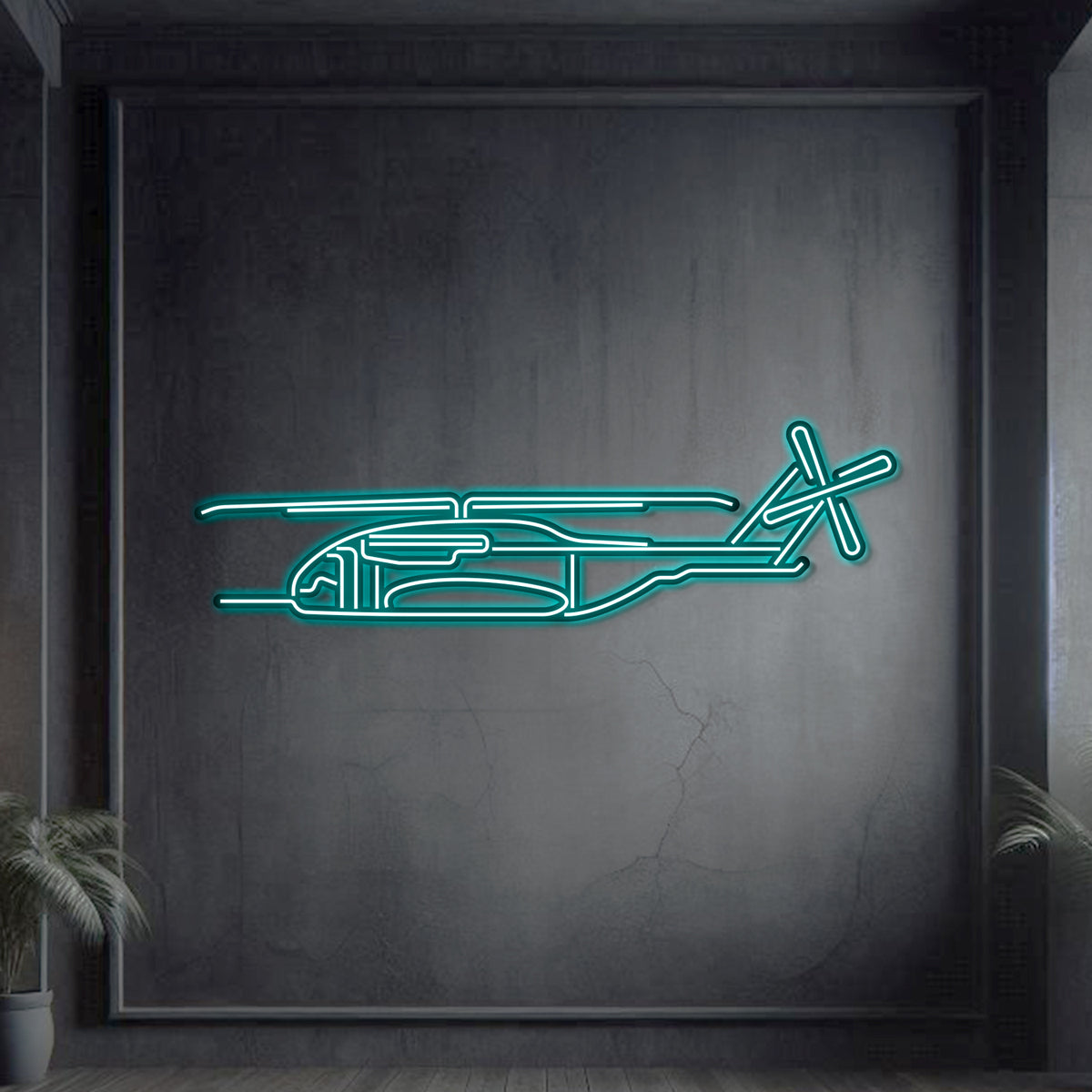 Matte‑finish CH‑53K King Stallion neon aircraft wall art—iconic heavy‑lift legacy gift for retirements, mission milestones, or aviation tributes