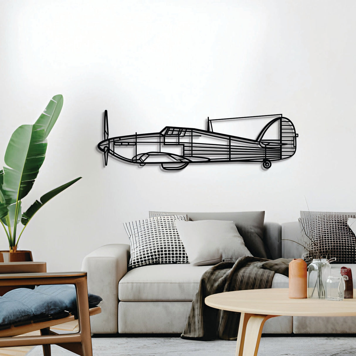 Navigate Craft Hurricane Mk I airplane décor, ready‑to‑hang with elevation screws, aviation gift idea