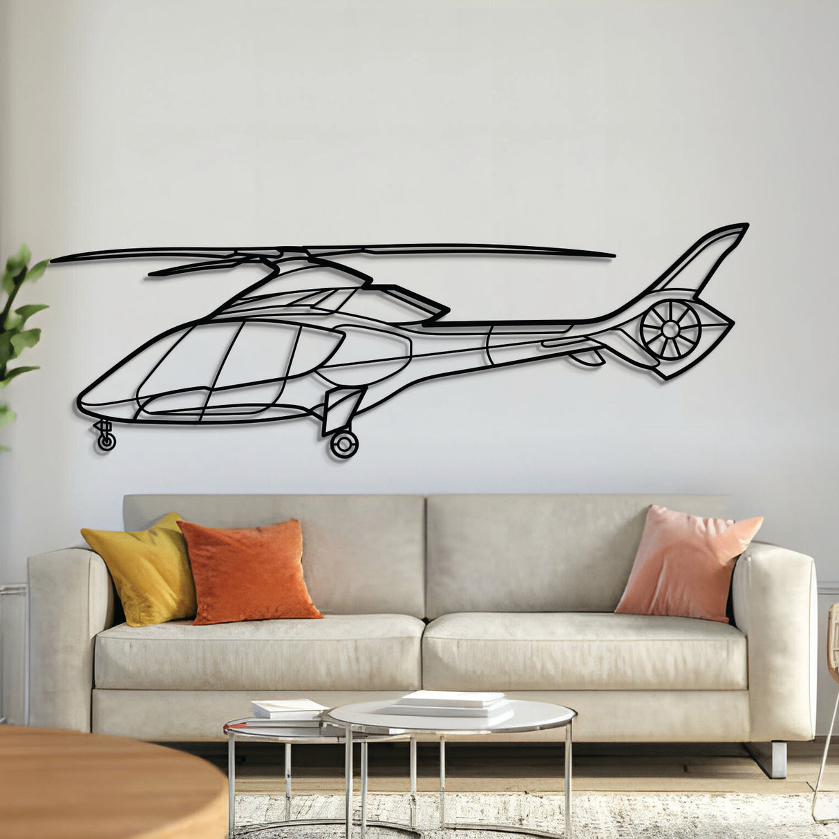 HX50 metal aircraft wall art, laser‑cut 2 mm steel with matte powder coat and floating 3D effect