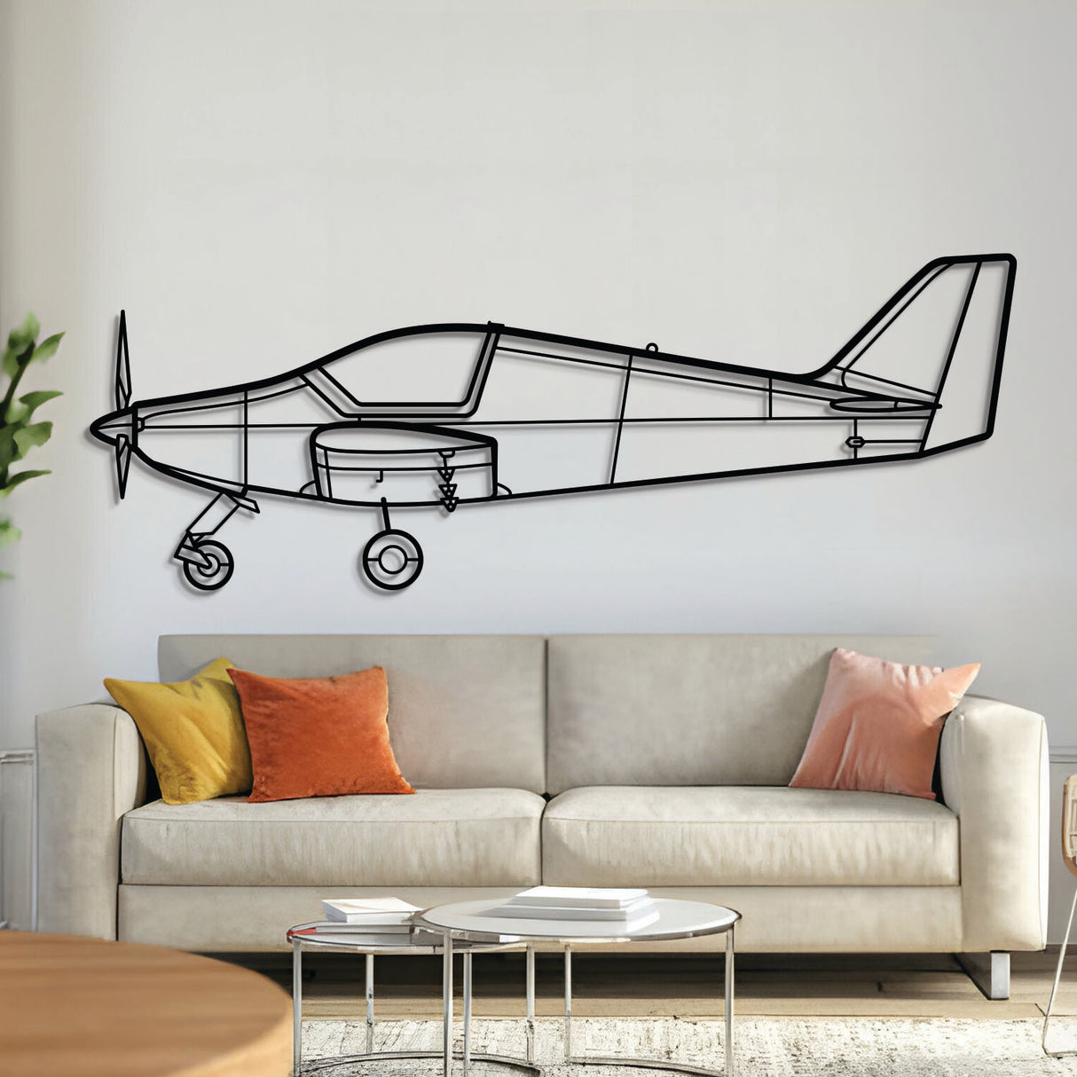 Laser‑cut 2 mm steel aircraft silhouette with textured matte powder‑coat finish, ready to hang