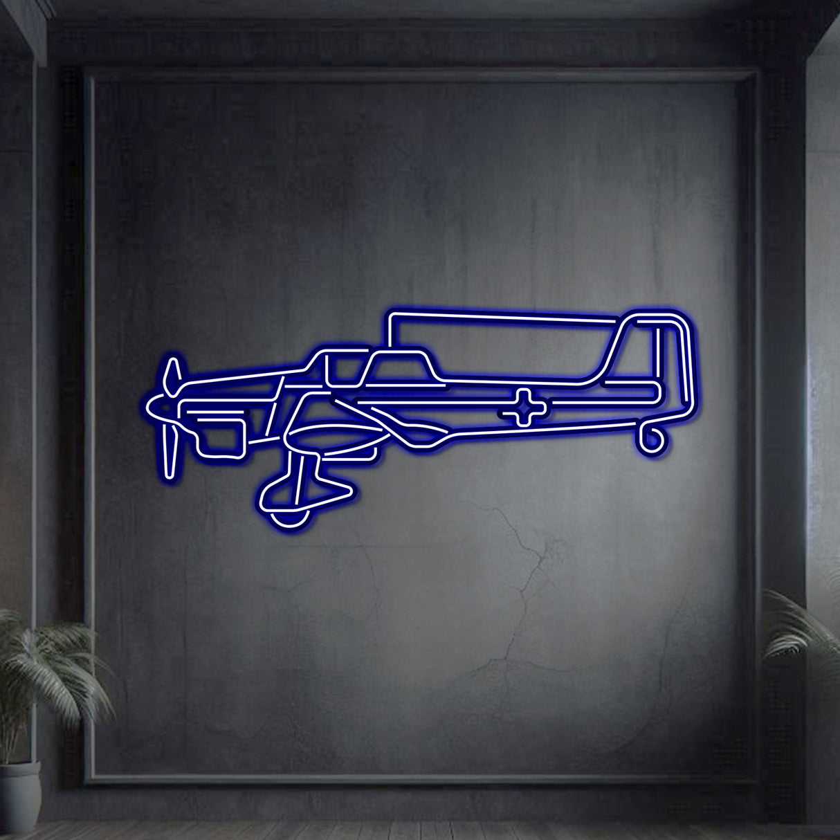 JU‑87 Stuka neon wall art, sleek aviation décor ideal for hangars, offices, or modern living spaces