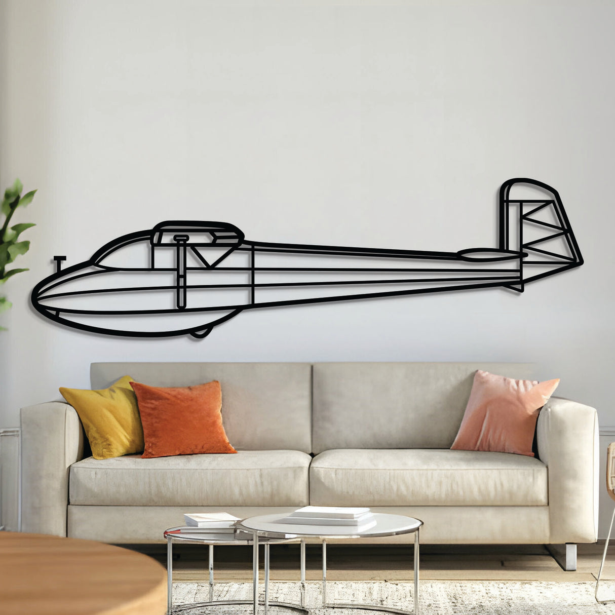 KA‑4 metal aircraft wall art, laser‑cut 2 mm steel with matte textured finish and 3D elevation
