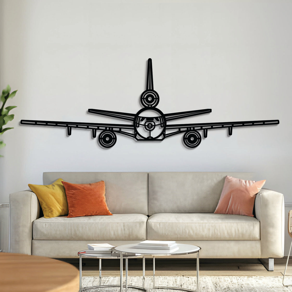 KC‑10 Extender front-view metal aircraft wall art, laser-cut 2 mm steel with matte textured finish and 3D elevation