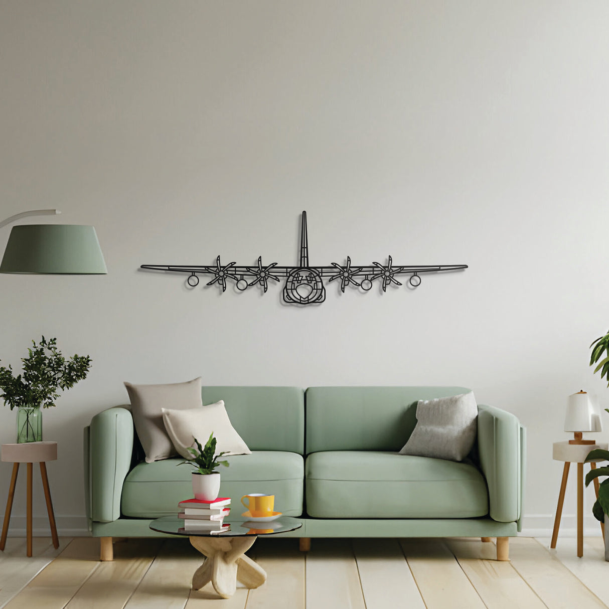 Aviation décor highlight: KC‑130J Hercules laser‑cut steel wall art with matte finish and elevation screws for avgeek spaces