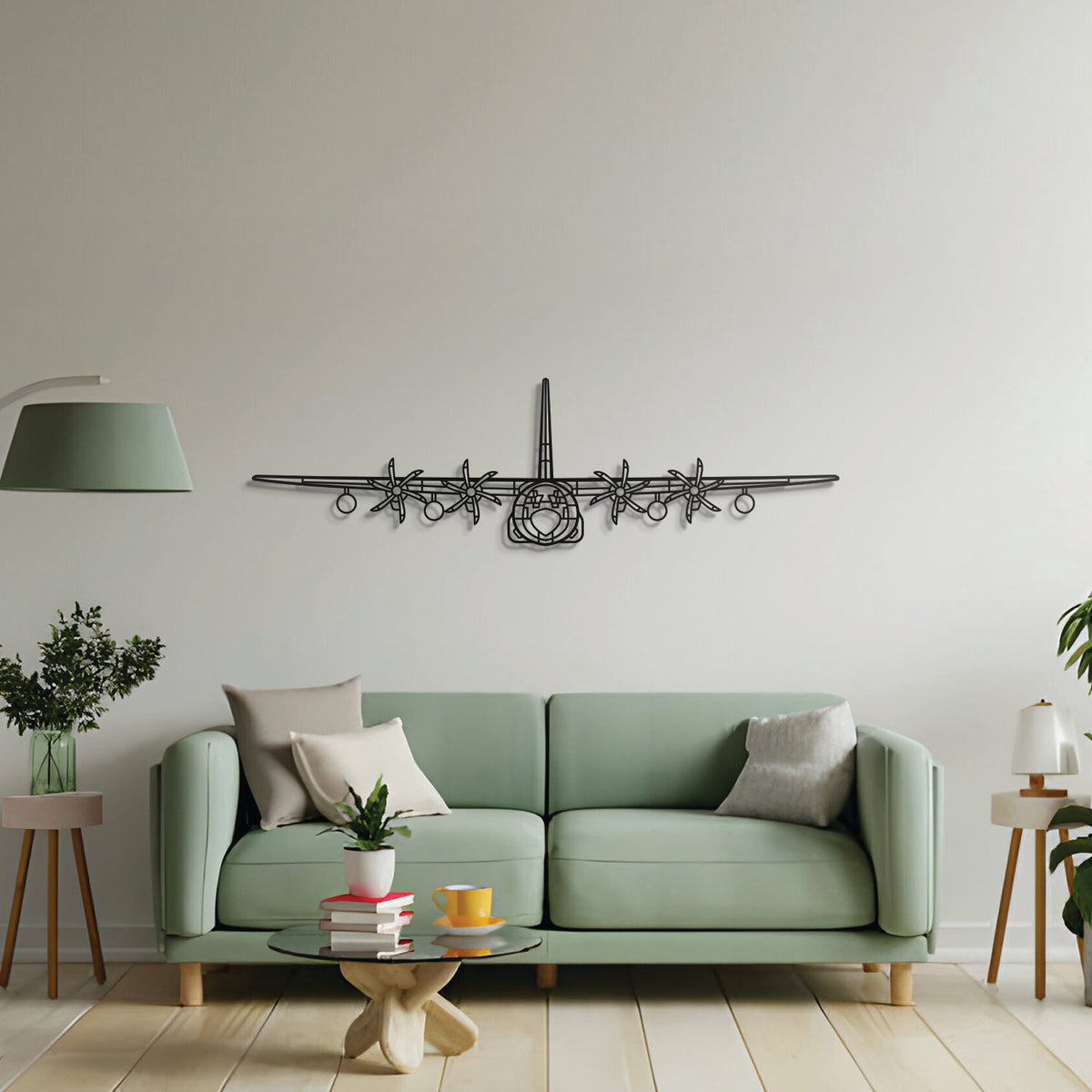 Aviation décor highlight: KC‑130J Hercules laser‑cut steel wall art with matte finish and elevation screws for avgeek spaces