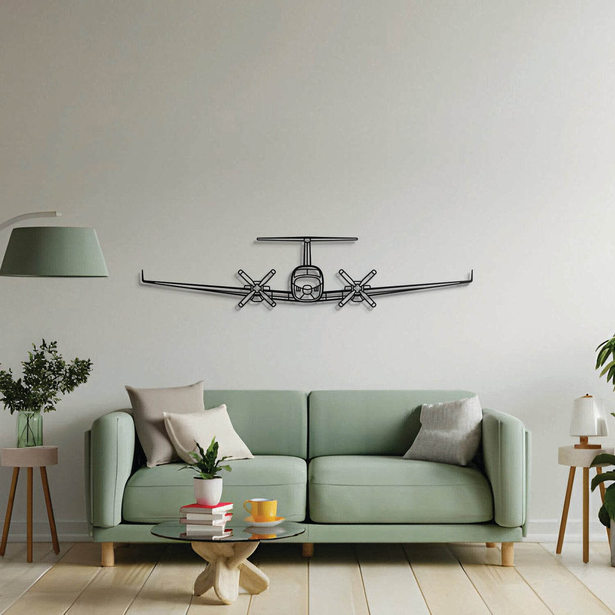 Aviation décor highlight: King Air 200 laser‑cut steel wall art with matte finish and elevation screws for avgeek spaces
