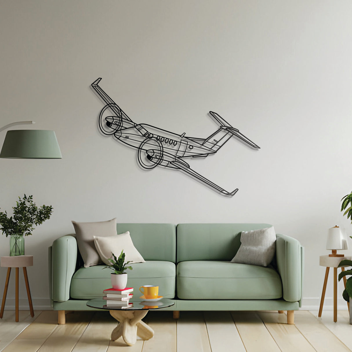 Aviation décor highlight: King Air 300 laser‑cut steel wall art with matte finish and elevation screws for avgeek spaces