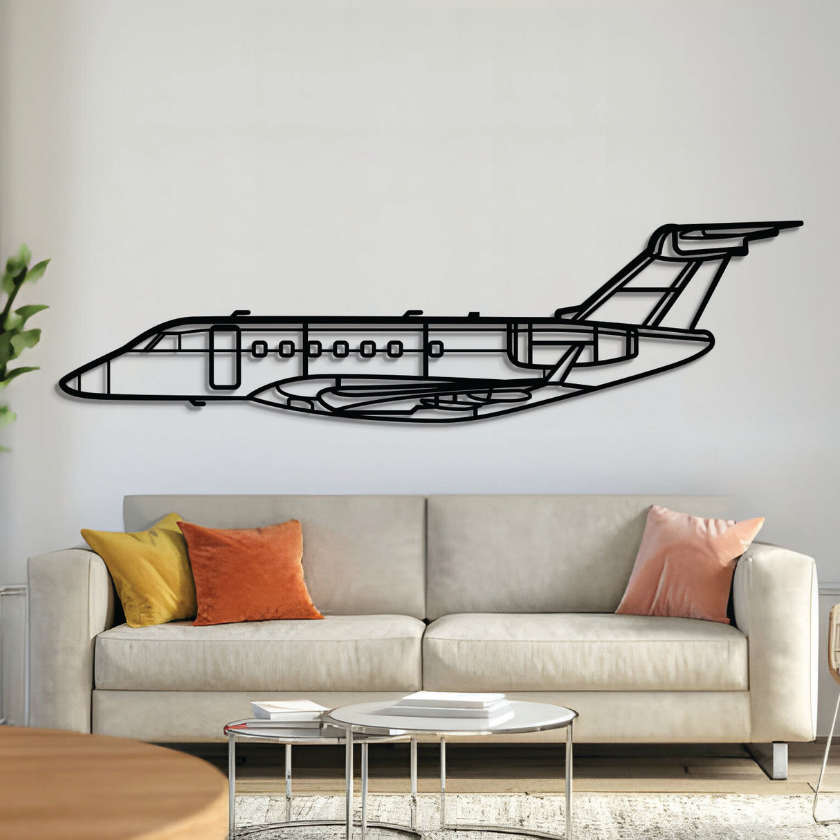 Legacy 500 metal aircraft wall art, laser‑cut 2 mm steel with matte textured finish and 3D elevation