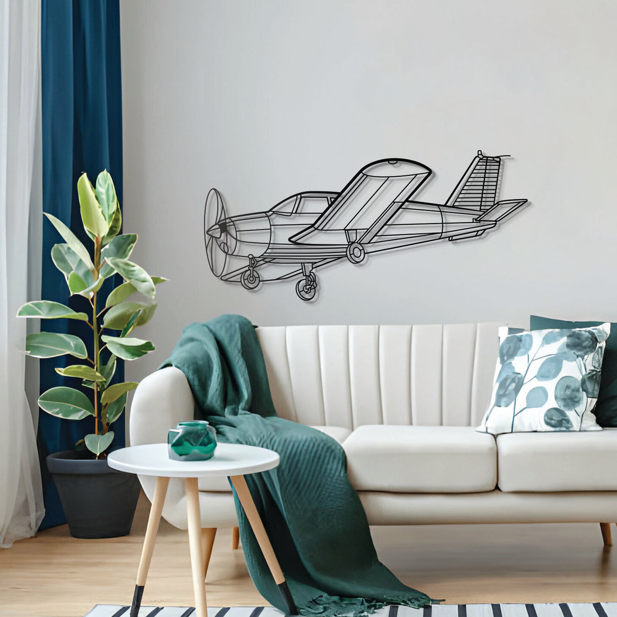 Sleek P28A Cherokee 1972 metal wall art, laser‑cut matte steel with modern floating 3D presence