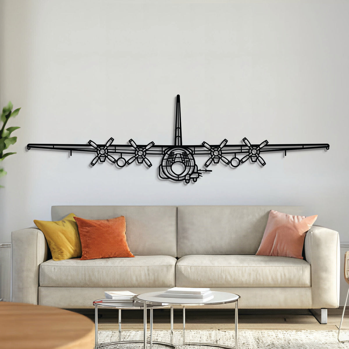 AC-130U Spooky gunship metal wall art, laser-cut 2 mm textured steel with matte finish