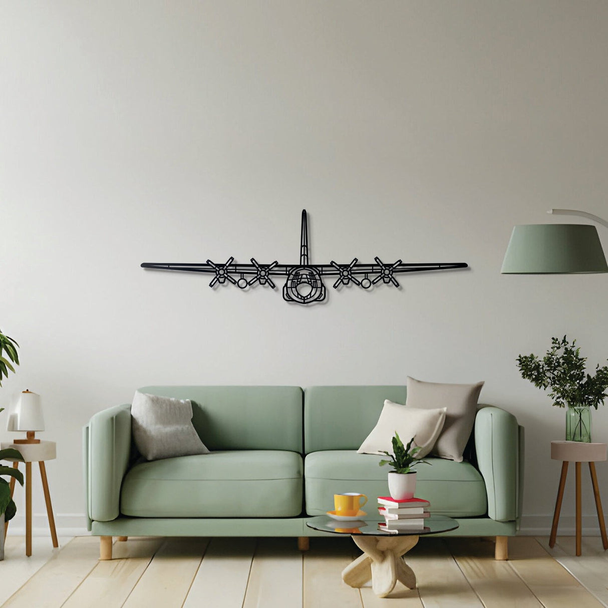 C-130H Hercules front aircraft wall décor in matte black steel