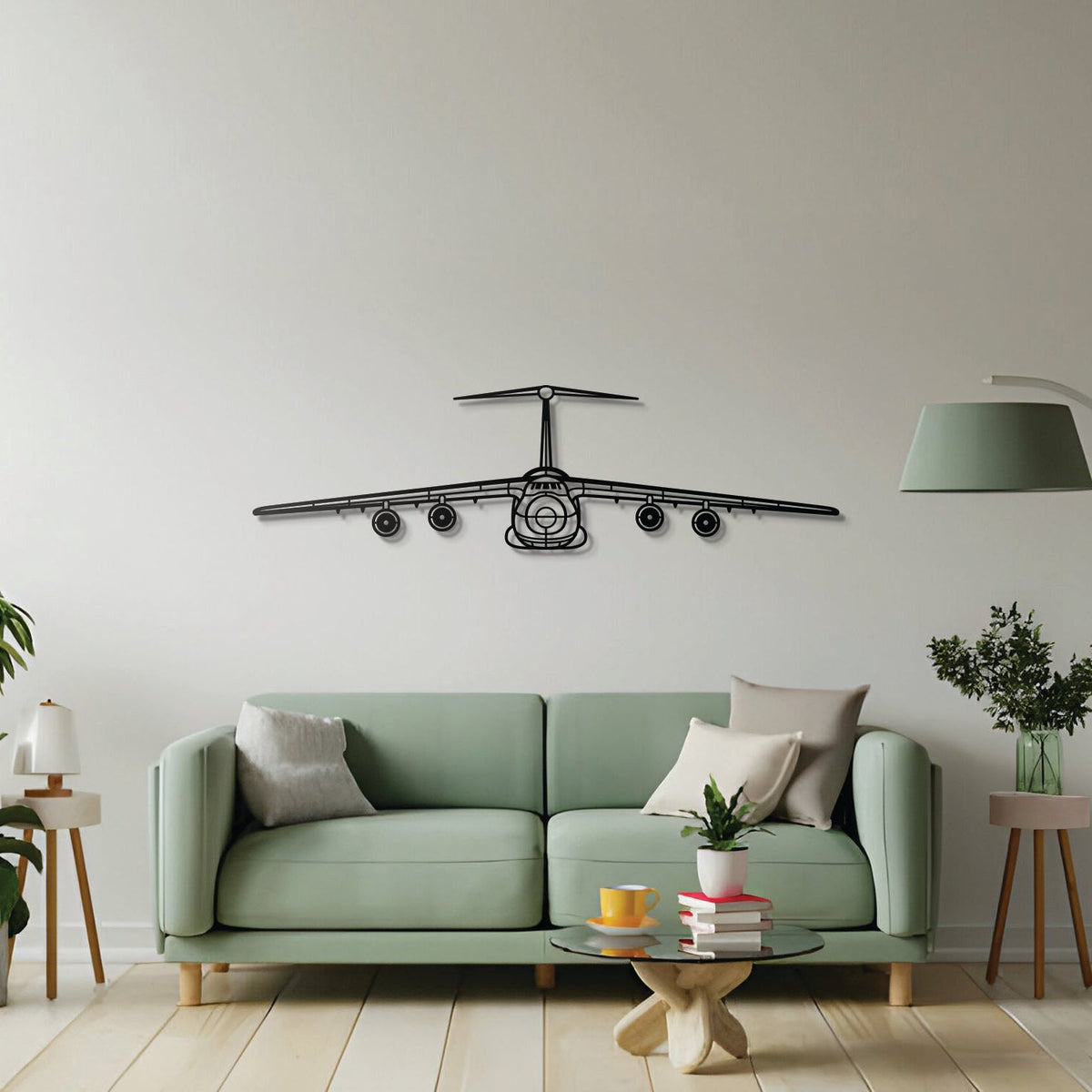 C-5 Galaxy military transport aircraft — textured matte steel wall décor with floating effect