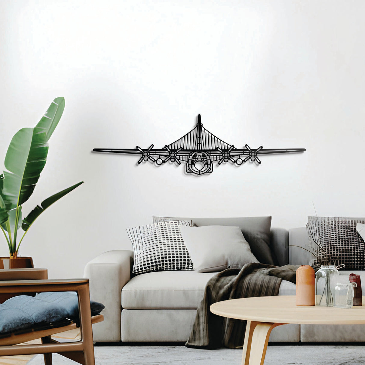 EC‑130H Compass Call military aircraft metal wall sculpture – modern aviation décor with 3D floating effect
