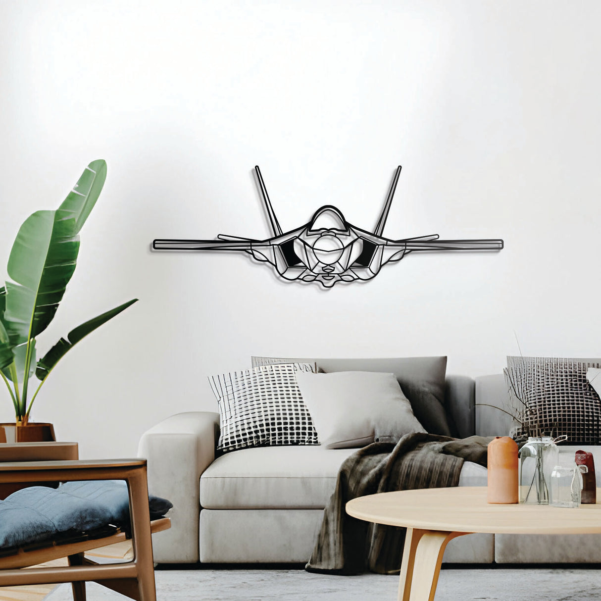 F-35A Lightning II 3D metal wall décor, floating 1 cm from wall, ready-to-hang aerospace art