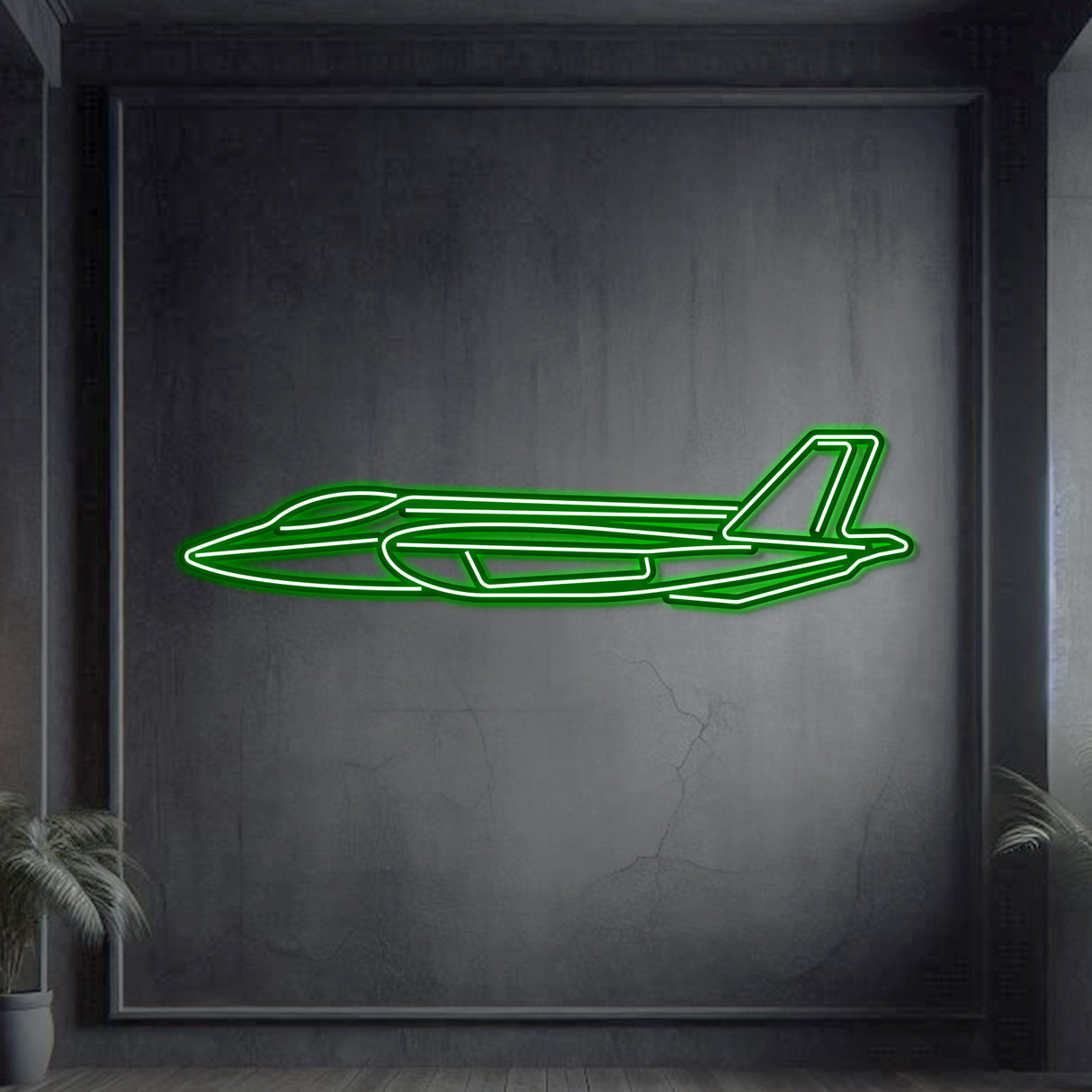 F‑35A neon wall art: sleek, modern aviation décor perfect for hangars, offices, or contemporary interiors