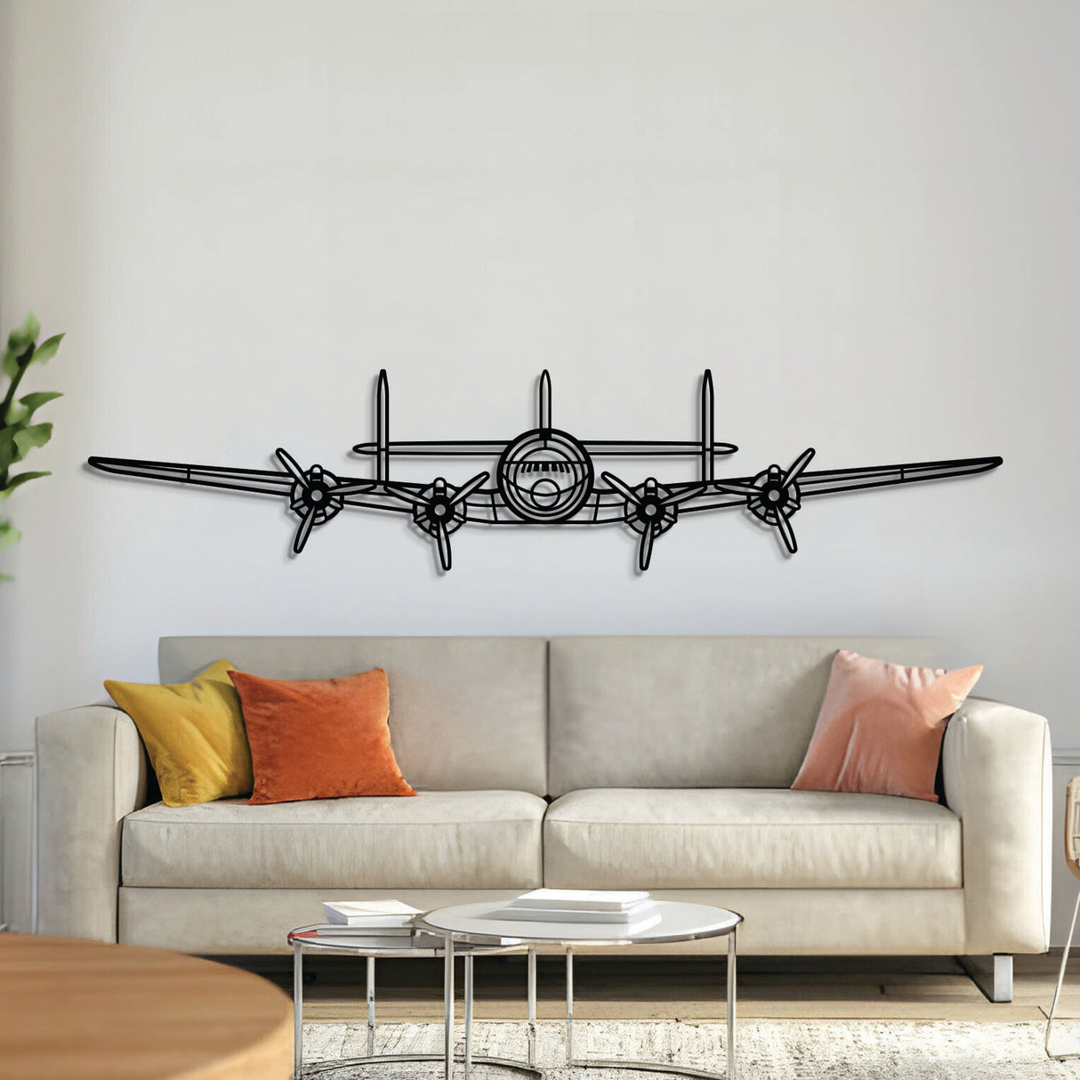 Lockheed L‑749A Constellation front nose silhouette wall art, laser‑cut textured steel with matte finish